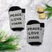 Funny Hairdresser Socks - Peace Love Hair Barber Graduation Gift | Cosmetology Gift for Hair Stylists - Buy Online on GoSupps.com