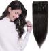 Elailite hair extension real hair clip in hair part for complete hair extensions 20cm 45g 8 part set 18 clips smooth full head human hair 8 " #1b natural black