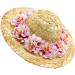 POPETPOP Pet Flower Straw Hat - Size S, Pink Flower - Cute Dog Sunhat for Spring and Summer - Buy Online on GoSupps.com