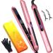 ANGENIL Argan Oil Hair Straighteners and Hair Curlers in One Professional Portable Travel Straightening Flat Iron 1 Inch Dual Voltage LCD Display Pink Hair Straighteners for Women Argan Oil Flat Iron Pink
