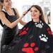 Waterproof Barber Cape - Dog's Paw White & Red Cheetah Haircut Bib for Men & Women | Unisex Hair Cutting Cape - Buy Online on GoSupps.com