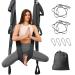 Leogreen yoga hammock aerial yoga swing anti-heavy yoga pilates with 6 handles nylon-tft up to 300 kg loadable dark gray