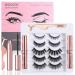 GGOKOK 5 Pairs Reusable Magnetic Eyelashes and 2 Tubes of Magnetic Eyeliner Kit 3D Magnetic Eyelashes Kit With Tweezers Inside Magnetic Eyeliner and Magnetic Eyelash Kit - No Glue Needed(Style 1)