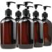 FOOCHY Empty Plastic Bottles with Pump Dispenser and 6pcs Labels Included Refillable Travel Containers for Hand sanitizer Shampoo Lotion etc - BPA/Paraben Free 500ml/17.6oz(6Pack)
