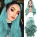 Beauty Mermaid Wig Natural Mixed Turquoise Purple Long Wavy Blue Wig Synthetic Heat Fiber Lace Front Wigs for Women Cosplay Party Wig for Women Fashion Hairstyle