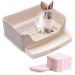 CALPALMY Rabbit Litter Box with Bonus Pads, Drawer, Corner Toilet Box and Bigger Pet Pan for Adult Guinea Pigs, Chinchilla, Ferret, Galesaur, Small Animals Cream