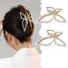 CLKFDCH 2 Pack Large Metal Pearl Hair Claw Clips Butterfly Bow Pearl Hair Claws Accessories Grab Clip Shark Clip Ponytail Claw Clip for Women Girls Thick Long Hair