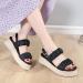 XTZYGLFD Women's Platform Sandals - Summer T-Buckle Beach Casual Slippers - Black Size 5 UK - Buy Online on GoSupps.com