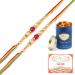 Ghasitaram Gifts Rakhi for Brother Rakhis Online - Set of 2 - Nbh242 Fancy Thread Rakhi with 100 GMS of Dryfruits Mix Can 200 GMS of Kaju katli 2 Rakhi & 100g Dryfruits Mix Can 200g Kaju katli