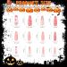 Coffin Halloween False Nails - 24Pcs Pink French Fake Nails with Skull & Eyes Pattern for Women and Girls - Buy Online on GoSupps.com