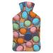 Color Circles Hot Water Bottle With Cover Plush Bed Bottle Hand Warmer For Adults And Children 26.5X15.3cm