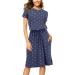 Women's Summer Blouson Dress with Pockets | Work & Casual Short Sleeve Sundress | Navy, XX-Large - Buy Online on GoSupps.com