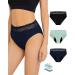 Leovqn Period Pants for Women Lace Trim Menstrual Underwear Heavy Flow Period Knickers Leakproof Postpartum Briefs M Black/Navy/Mint Green