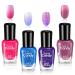 Colorful Gel Nail Polish Set Long Lasting Glossy Quick Dry Glitter Nail Polis Glitter Pink Blue Purple Mood Temperature Color Changing Nnail Varnish Set for DIY Manicure-Without Use UV Lamp