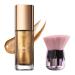 40ml Body Shimmer Oil Face and Body Liquid Luminizer Smooth Body Shimmer Oil For Sunshine Bath  Waterproof Moisturizing Light Shimmer Glow Illuminator Liquid Highlighter Makeup Makeup Brush Include (4-Glistening Bronze)