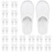 Frcctre 20 Pairs White Disposable Slippers, Closed Toe Soft Coral Fleece SPA Slippers for Women and Men, Comfortable Non-Slip Disposable Slippers for Travel Guests Hotel Home Salon