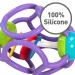 OgoBolli Rattle & Teether Toy for Babies - Purple Multicoloured Silicone Ball for Tactile Sensory Stimulation - Non-Toxic and Stretchy - Ages 6 Months - Buy Online on GoSupps.com