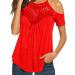 Women's Red Cold Shoulder Flowy Summer Top - Short Sleeve Casual Tee - Buy Online on GoSupps.com