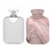 Hot Water Bottle 2L with Cover Rose Gold Marble Pink Hot Water Bag for Pain Relief Hand Feet Warmer Winter