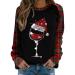 Women's Christmas Sweatshirts Cute Snowman Penguin Print O-Neck Raglan Top Shirt Pullover Comfy Warm Xmas Jumper Winter Long Sleeve Tops Loose Tunic Top Sweaters Z12-wine S