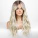 HAIRCUBE Long Blonde Synthetic Wig for Women with Dark Roots and Fringe - Buy Online on GoSupps.com