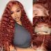 Reddish Brown Lace Front Wigs Human Hair Deep Wave Wig 180% Density 13X4 HD Lace Frontal Wigs Human Hair Copper Red Colored Human Hair Wigs Red Brown Curly Glueless Wigs Human Hair Pre Plucked for Black Women Virgin Braz...