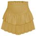 LAEMILIA Womens Elastic Waist Flared Short Skirt Floral Print Pleated Mini Skater Skirt with Drawstring L 02-yellow