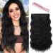 DeeThens Black Hair Extensions Wavy Clip in Hair Extensions for Women 3pcs Synthetic Hairpiece Invisible Wavy Clip Extensions 20 Inch Black
