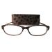 Foster Grant Sondra Womens Brown Snakeskin Fashion Reading Glasses w/Case +2.00 Free Hard CASE + Microfiber Cloth
