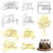 10PCS Happy Birthday Cake Toppers Side Mirror Acrylic Cake Topper Gold Silver Happy Birthday Cake Decorations Cake Inserts Cake Decor Birthday Cupcake Toppers for Birthday Party Cake Desserts Supplies