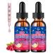 (2 Bottles) Magnesium Glycinate Liquid for Kids with L-Theanine Omega-3 Vitamin D3 K2 Zinc Kids Magnesium Liquid Drops for Sleep & Calm Brain Bone Sugar Free Raspberry Flavor