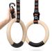 Gonex Wooden Gymnastic Rings with Adjustable Number Straps, Crossfit Rings for Gym, Workout, Exercise, Outdoor Training, Quick Install Carabiner, 8.5 ft Straps Pull Up Non-Slip Rings Birch Wooden Ring