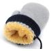 Lovely Infant Toddlers Winter Mittens | Dual Layers Plush Padded Knitted Gloves for Girls & Boys 0-3 Years | Anti-Lost String | Cute Cartoon Design | Grey - Buy Online on GoSupps.com