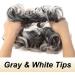 JJstar 2PCS Messy Bun Hair Pieces - Curly Fake Hair Buns for Women - High Heat Resistant Synthetic Fiber Scrunchies - Gray & White Tips - Buy Online on GoSupps.com