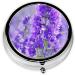 Purple Lavender Flowers Mini Round Pill Box | 3 Compartment Portable Organizer for Travel & Home - Buy Online on GoSupps.com
