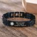 Personalized Stainless Steel Medical Alert Bracelet for Men | Custom Engraving | Black Brushed Finish | Adjustable Size 8.2-8.6 - Buy Online on GoSupps.com
