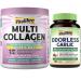 Vitalibre Multi Collagen Peptides Powder Type I II III V X 16oz and Odorless Garlic Extra Strength 100:1 Extract Heart & Immunity Antioxidant Defense 180 Softgels