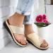 Shop Comfy Bunion Sandals for Women - Summer Orthopedic Open Toe Slip-Ons | Breathable Leather Travel Shoes in Light Gold - Buy Online on GoSupps.com