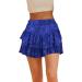 Elegant Women's Short Winter Chiffon Swing Skater Skirt - A-Line Mini Skirt in Blue - Buy Online on GoSupps.com