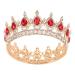 Vintage Royal Queen Teardrop Rhinestone Diadem Tiaras Crown Pageant Prom Diadem Bride Wedding Hair Jewelry Accessories (Gold Red)