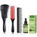 Detangling Brush for Curly Hair Curly Hair Brush for Women/Men/Kids Detangler Brush Set for Natural 3/4abc Hair with Wide Tooth Comb Detangling Styling Brush 9 Row Nylon Bristle