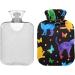 Hot Water Bottle with Cover - Cute Cat Watercolor Design | 2L Pain Relief & Heat Therapy - Buy Online on GoSupps.com
