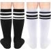 Olreco Toddler Soccer Socks - Kids Knee High Tube Socks with Stripes 2 Pack for Boys and Girls (3-6 Years) - White/Black and Black/White - Buy Online on GoSupps.com