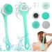 Electric Shower Body Brush  5 in 1 Back Brush Long Handle for Shower Brush  Used for Body Cleaning Exfoliating Massage  Body Scrubber with 5 Rotating Brush Heads (Green-1)
