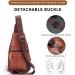 BULLCAPTAIN Genuine Leather Sling Backpack | USB Charging Port | Multi-pocket Chest Bag | Hiking Travel Daypack XB-129 Brown - Buy Online on GoSupps.com