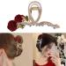 Internet Celebrity Taking Photo Ponytail Hair Claw With Rose Shape Shinning Hair Catch For Woman Teens High Ponytail Hair Clutcher For Woman Thin Hair Hair Clutcher For Woman Small Hair Clutcher Metal rhinestones - Buy Online on GoSupps.com