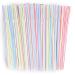 Flexible Plastic Straws Disposable Striped Bendable Straws Drinking for Party and Home (100 PCS)
