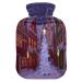 Christmas Street Hot Water Bottle with Cover Hot Water Bottles for Pain Relief Hot Water Bag Feet and Bed Warmer for Women 2L