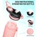 ELYPHINE 32/24 oz Water Bottle with Removable Straw & Time Marker | BPA Free Tritan | Leakproof | Motivational Sports Jug - Veiled Rose - Buy Online on GoSupps.com