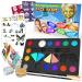Desire Deluxe Face Paint Kit Palette  Kids & Adult Washable Halloween Make Up Party Set Toy Include Body Brush, Glitter, Stencil, Tattoo  Great Gift for Christmas & Birthday